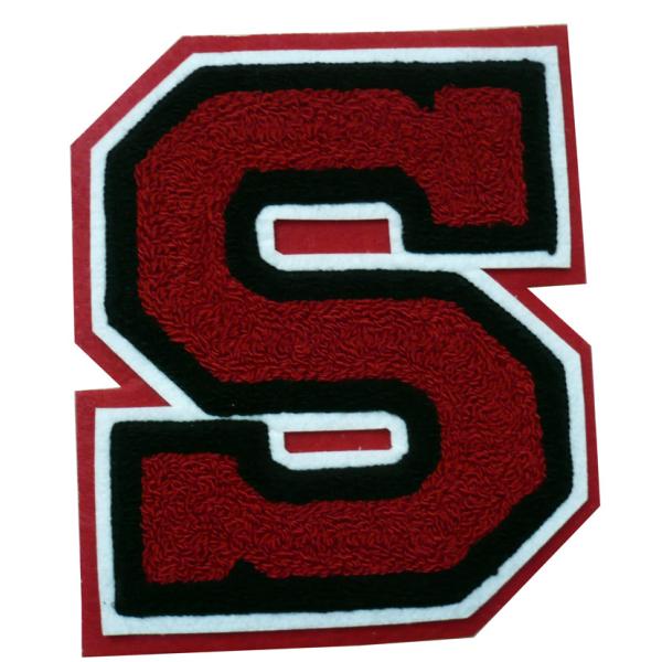 Black Alphabet Pattern Custom Embroidered Patches Sew / Plastic / Iron / Velcro