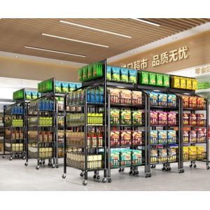Supermarket Food And Beverage Display Rack Multi Layer Zoned Arrangement Large