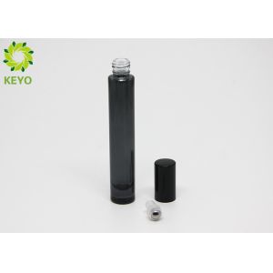 10ml Long And Thin Empty Glass Perfume Bottles Clear Shiny Black Round Metal