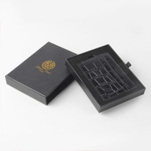 Custom Premium Black Texture Paper Rigid Cardboard Men's Sets Gift Wallets Box