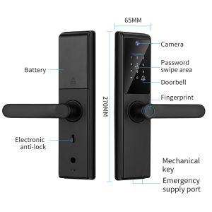 Qleung Tuya Wifi APP Smart Door Knob Remote Control Fingerprint Code Card Key
