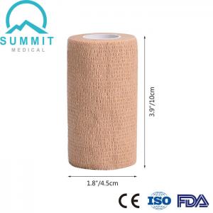 China 4 Inches X 5 Yards Tan Elastic Cohesive Bandage NonWoven Self Adhesive on sale