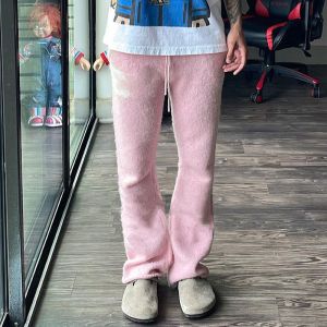 Custom OEM Wide Leg Mohair Flare Pants Unisex Drawstring Long Streetwear Jogger
