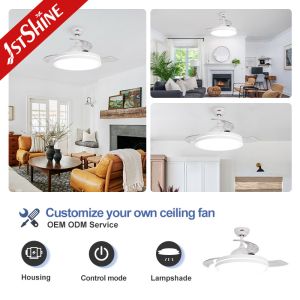42 Inch Satin Nickel LED Ceiling Fan with Folding Blades and Retractable Light