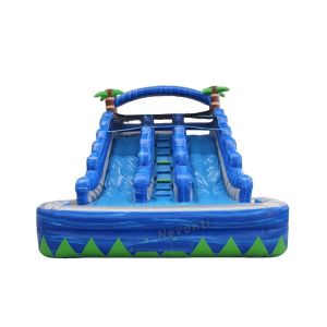 Customized PVC Inflatable Blue Crush Water Slide for Outdoor Backyard Kids Party