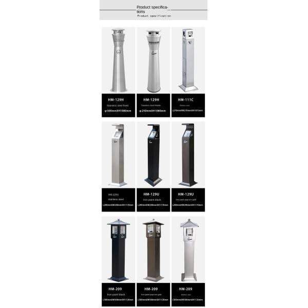 Vertical Customizable logo Hotel Smoke Extinguishing Column Outdoor Park Stainless Steel Smoke Extinguishing Trash Can