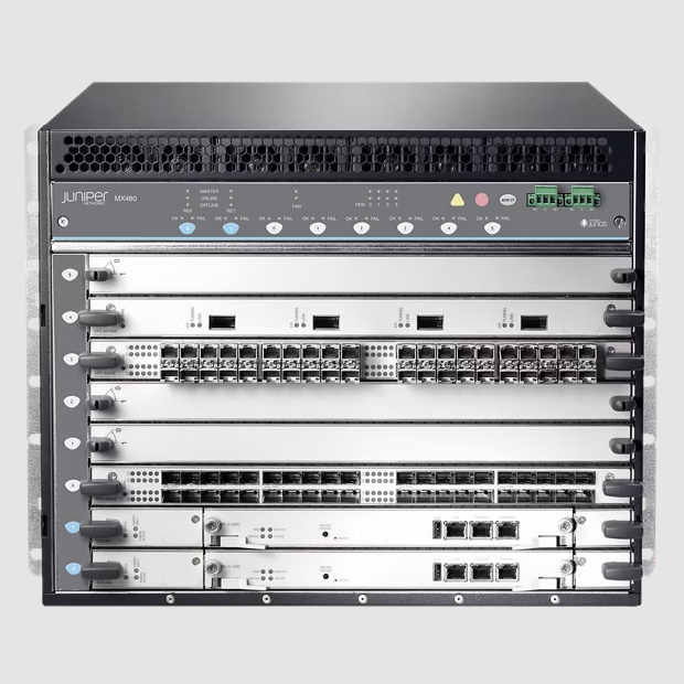 Cheap Juniper MX480 Universal Routing Platform With a system capacity of 7.5 Tbps for sale