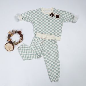 French Terry Pullover Sweat Shirt 230gsm Children'S Play Set With Checkered