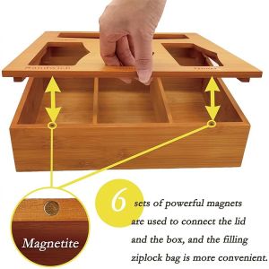 Convenient Bamboo Classic Sealed Lunch Bag Dispenser for Natural Storage Boxes
