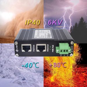 80~320VDC Power Input Industrial Gigabit PoE+ Injector with IEEE 802.3af/at