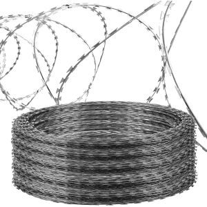 Anti Rust Galvanized Concertina Razor Wire on Prison with Protective Constructio