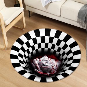 3D Geometric Pattern Round Chair Mat Living Room Sofa Floor Carpet