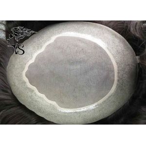 Natural Straight Toupee Hair Replacement System Fine Mono Base Center With Poly