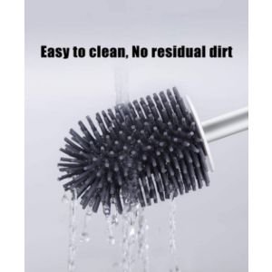 White Toilet Brush And Holder Set Silicone Bristles With Tweezers