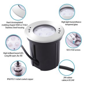 3W Waterproof IP68 LED Swimming Pool Under Water Light 316 SS RGB DMX512 Pond