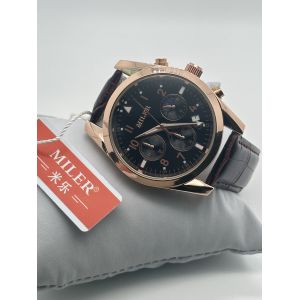 30m Waterproof Light Quartz Watch With Black Dial And Mineral Glass Surface