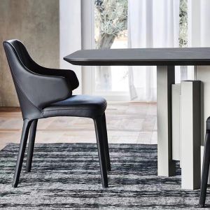 GeoCraft Stainless Steel Base Ceramic Marble Top Dining Table Rectangular