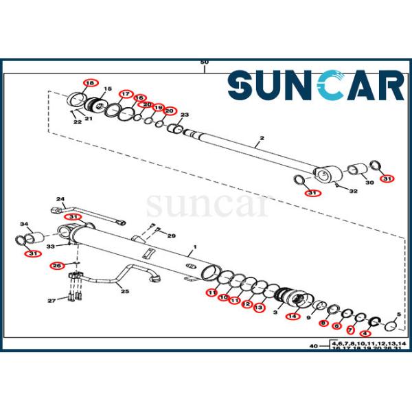 Quality 60D 60G Deere Hydraulic Seal Kit FYD00000085 Boom Cylinder Replacement Sealing Kit wholesale