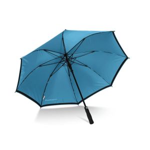China Portable Rain Blue Double Canopy Umbrella Folding Fibglass Shaft / Ribs on sale