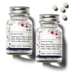 124 Bits Whitening Toothpaste Tablets Nano Hydroxyapatite And Xylitol Berry Twist Flavor