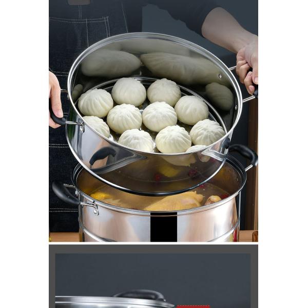 Steamer Pot Oem Hot Selling Large Stainless Steel 2/3 Layer Restaurants Kitchenware Soup Pot Food Steamer Pot With Steamer