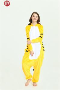 Cheap Unisex Adult Tiger Onesie Pajamas Soft Warm Flannel Yellow Tiger Custom Logo for sale