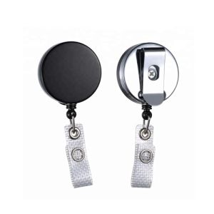 Heavy Duty Round Retractable Badge Reel ID Holder Alligator Clip Original Silver