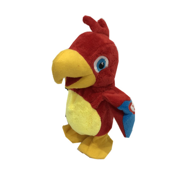 Quality 18cm 7.09in Red Parrot Recording Plush Toy Singing Laughing Walking wholesale