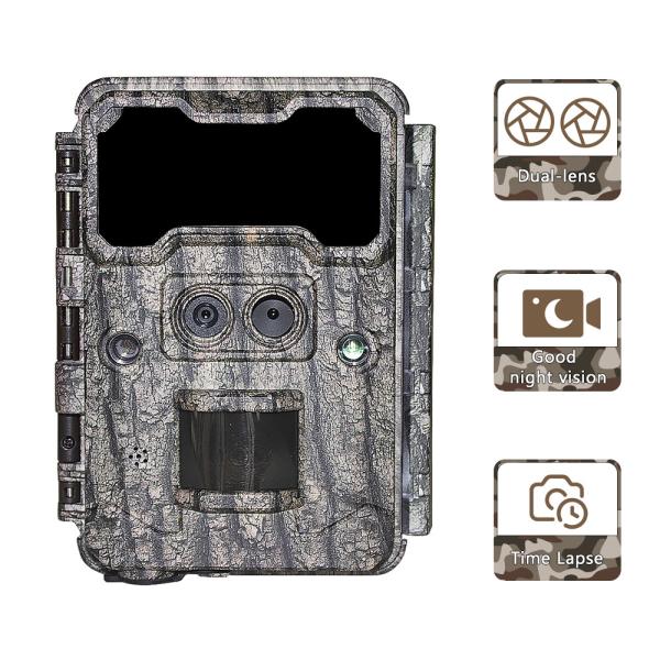 Quality KW696 outdoor hunting camera dual-lens 30MP no-glow trail camera 1080p night vision 512G for wholesale