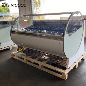 12 Trays Curved Glass Stand Up Ice Cream Freezer 500L R290 Refrigerant