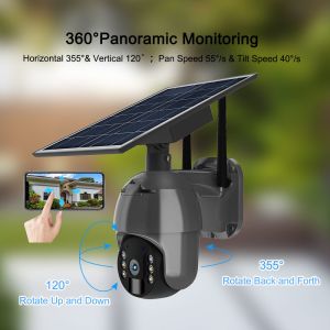 2K 4G Solar Camera Cloud Storage 8W Solar Panel 15600mAh Rechargeable Battery