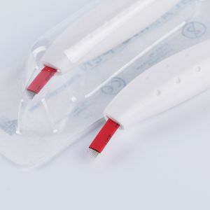 White Handle Microblading Manual Tattoo Pen with #12 Micro Blade