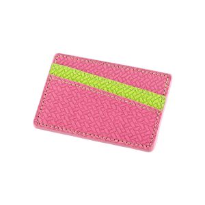 Rectangle Credit Card Organizer Wallet PU Leather Weave Wallet Debossing Logo