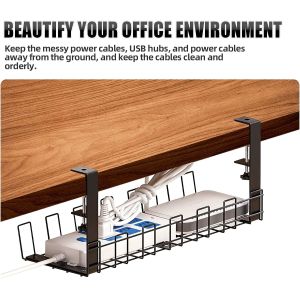 Stocked Desk Cable Tidy Tray No More Tangled Wires with Non-folding Rack Design