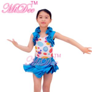 2 in 1 Colorful Kids Dance Clothes Cutie Cercle Confetti Bodice Halter Neck