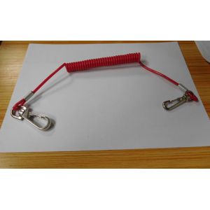 Coiled tool lanyard red color custom size in every part w/2pcs swivel lobster clasp hooks