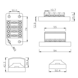 Motorcycle Car Automotive 4 Way Standard Blade Fuse Holder Box Block With Cover