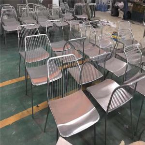 China steel Metal furniture and stainless steel chair and tables mirror or brushed finish on sale