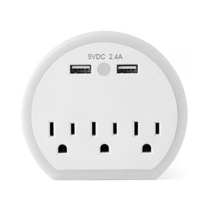 Wall Power Socket with Surge Protector ETL cETL Passed 3 Outlets 2USB