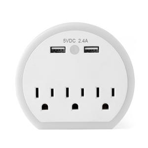 China Wall Power Socket with Surge Protector ETL cETL Passed 3 Outlets 2USB on sale