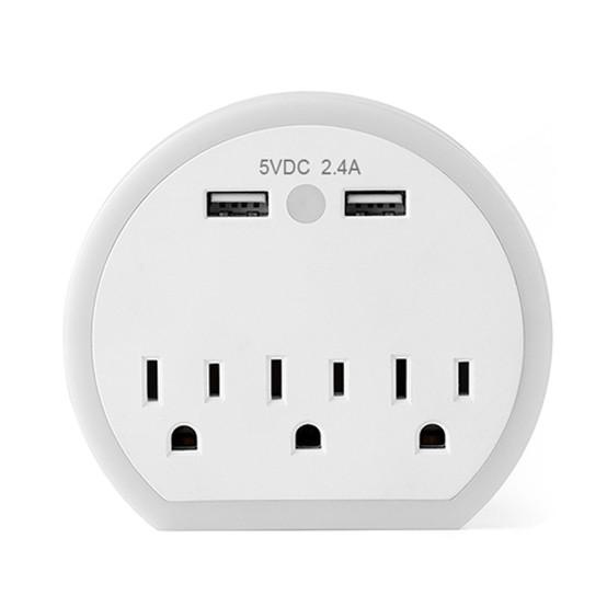 Quality Wall Power Socket with Surge Protector ETL cETL Passed 3 Outlets 2USB wholesale