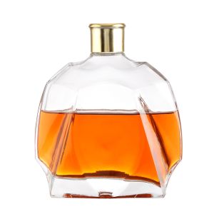 Round Nordic Glass Liquor Bottle with Wooden Lid and Bonus Natural Cork Bottle