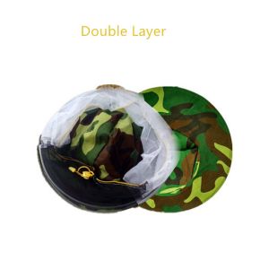Camouflage Bee Veil Hat High Safety Double Inner Layer Elaborate Shrinkable