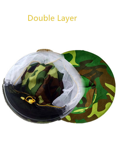 Camouflage Bee Veil Hat High Safety Double Inner Layer Elaborate Shrinkable
