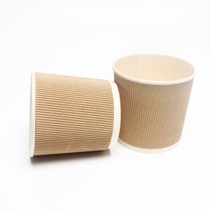 Cheap Degradable Corrugated Coffee Cups With Lids , Compostable Paper Cups For Hot Drinks for sale