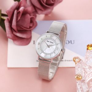 Ladies 3ATM Quartz Analog Watch 18mm Mop Dial Watch Mesh Strap