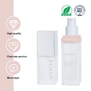 30ml Glass Transparent rectangular clear/Frosted bottle with Pink cap for empty