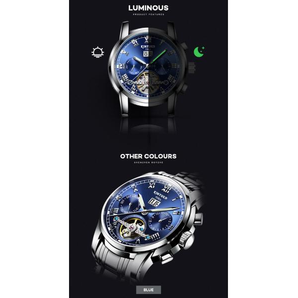 WINNER Brand Luxury Men Mechanical Watch Golden Stainless Steel Strap Skeleton Dial Luminous Skull Design Wrist Watch