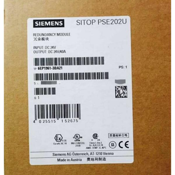 SIEMENS 6EP1961-3BA21 SITOP PSE202U REDUNDANCY MODULE INPUT/OUTPUT: 24 V DC/40 A