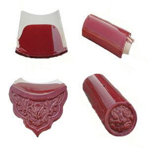 Custom Frost Resistant Rose Red Glazed Ceramic Roof Tiles 220mm